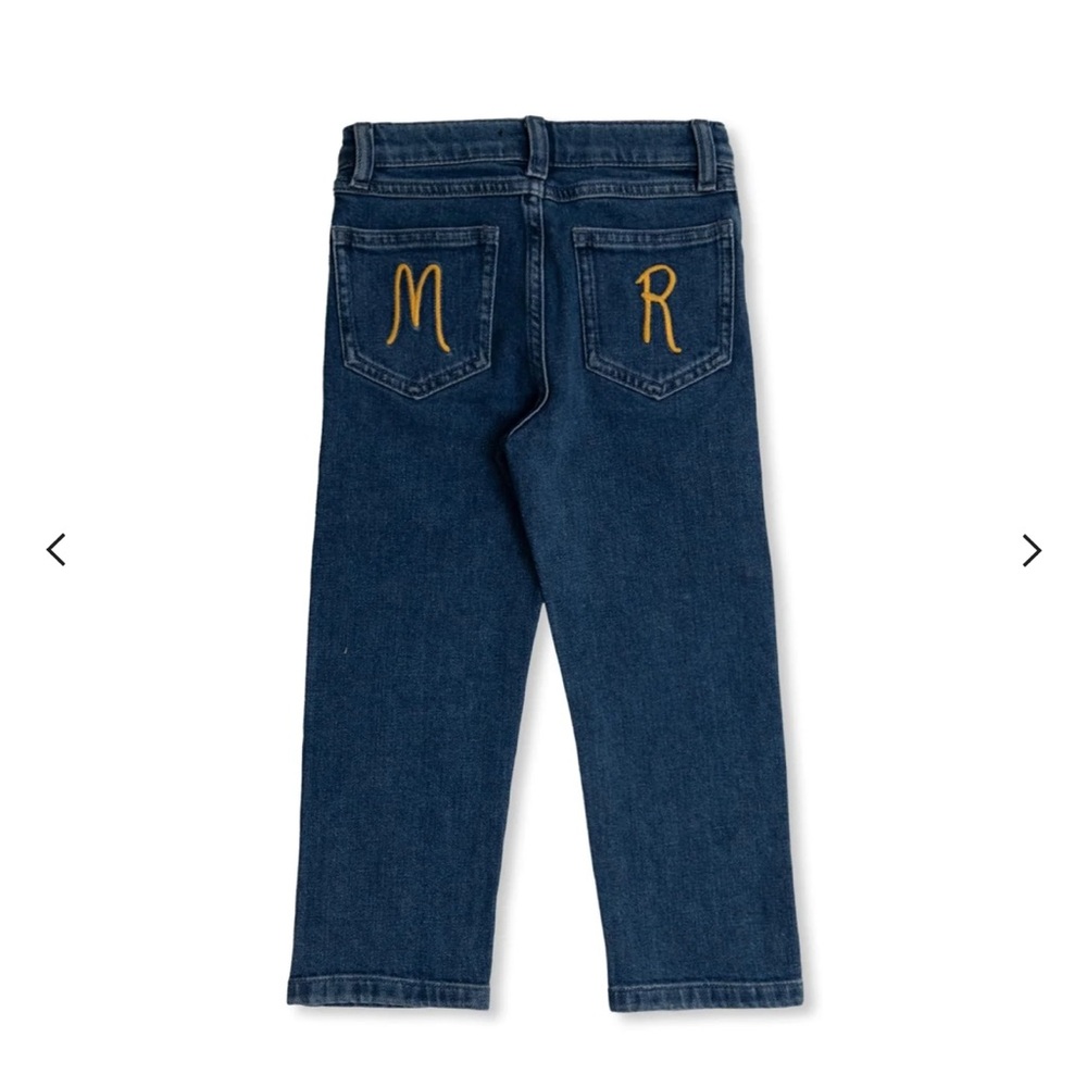 Mini rodini embroidered straight jeans and patches sz 2-3yrs